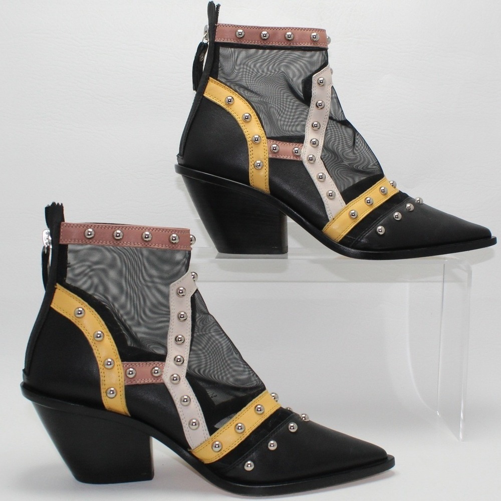 Discontinued AGL Studded Mesh Boots EU 38 US 7.5‎ Luxury Italian Designer EUC